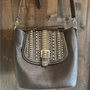 Gray Embellished Shoulder Bag CCW